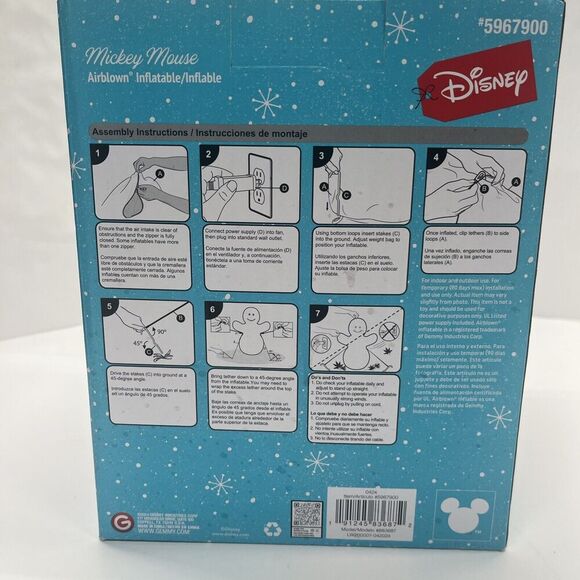 Disney Mickey Mouse W/ Stocking & Christmas Trees Airblown Inflatable NEW 6 Ft - Picture 2 of 4